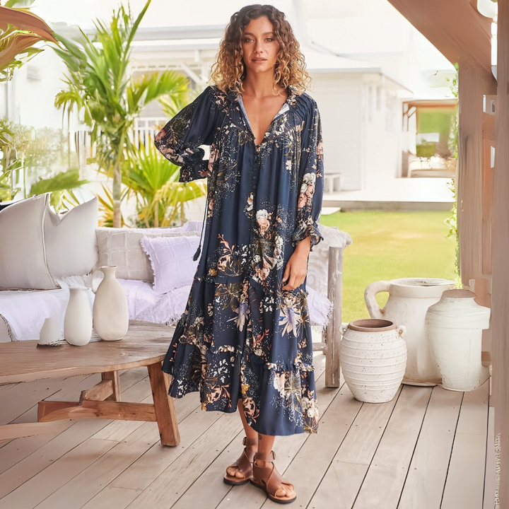 Mariana | Elegantní midi šaty s knoflíky a límečkem