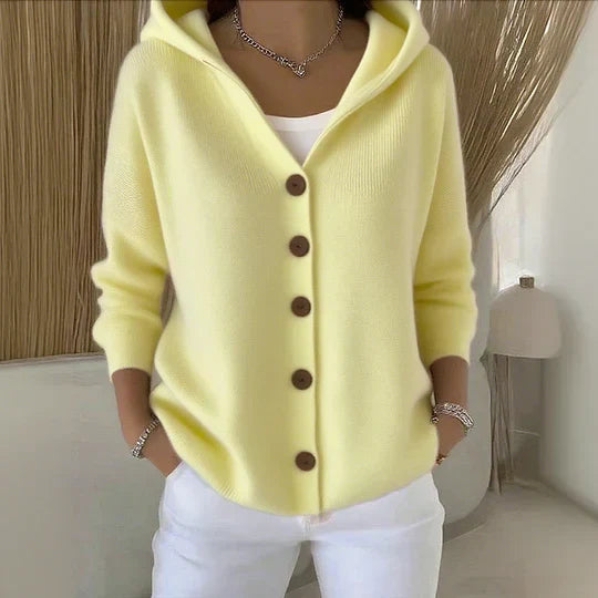 Felicia | Trendy kašmírová pletená bunda s kapucí