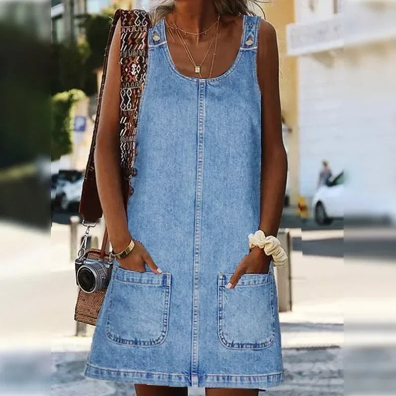 Sofia™ | Praktická a Lehká Denim Letní Šaty