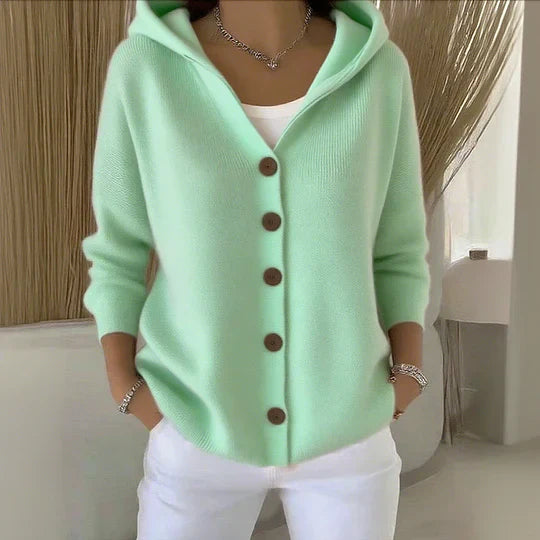 Felicia | Trendy kašmírová pletená bunda s kapucí
